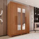 Ver imagem 1 de Guarda-Roupa 4 Portas 3 Gavetas com Espelho com Pés New Malibu Espresso Móveis Marrom/Cinamomo