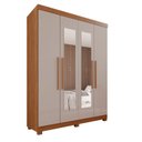 Ver imagem 3 de Guarda-Roupa 4 Portas 3 Gavetas com Espelho com Pés New Malibu Espresso Móveis Marrom/Cinamomo/Off White