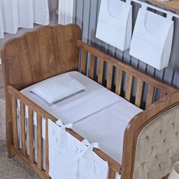 Enxoval de Bebe Kit de Berço Americano Cortina Algodão Menino Menina 7 Peças:branco - 2