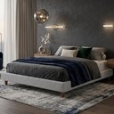 Ver imagem 3 de Cama Casal Base Box Pés Madeira 148 cm Otto Bouclé Cinza Claro - Nexta Casa