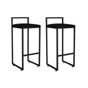 Ver imagem 1 de Kit 02 Banqueta Alta Industrial 0,78 cm Metal Preto Suede Preto - Vallisa Decor