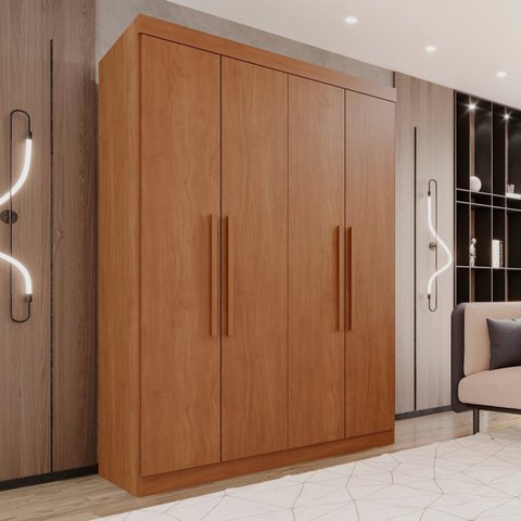 Guarda-Roupa 4 Portas 3 Gavetas New Malibu Espresso Móveis Marrom/Cinamomo