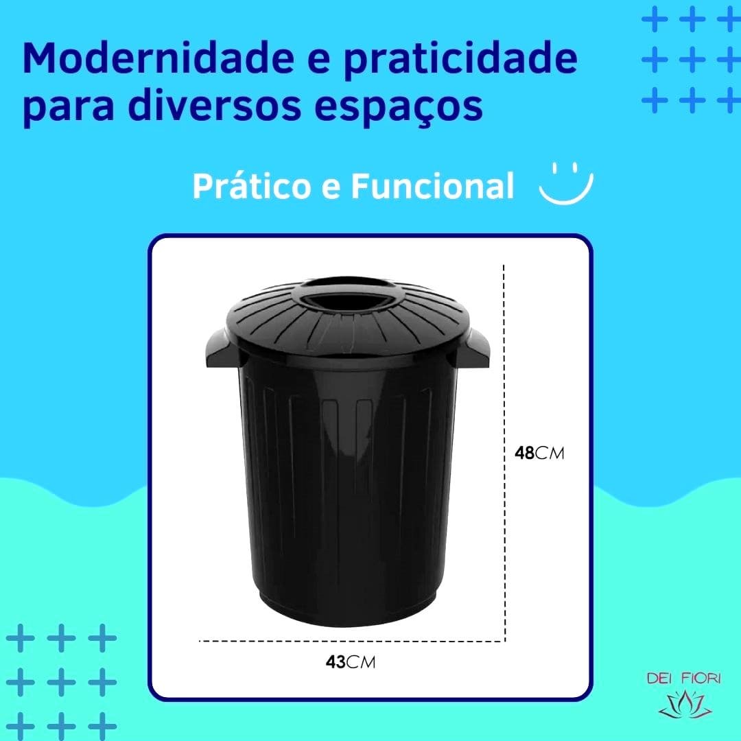 Cesto Lixo 30 Litros Tampa Alças Laterais Resistente Lixeira Cozinha Lavanderia Escritorio Reforçada - 4