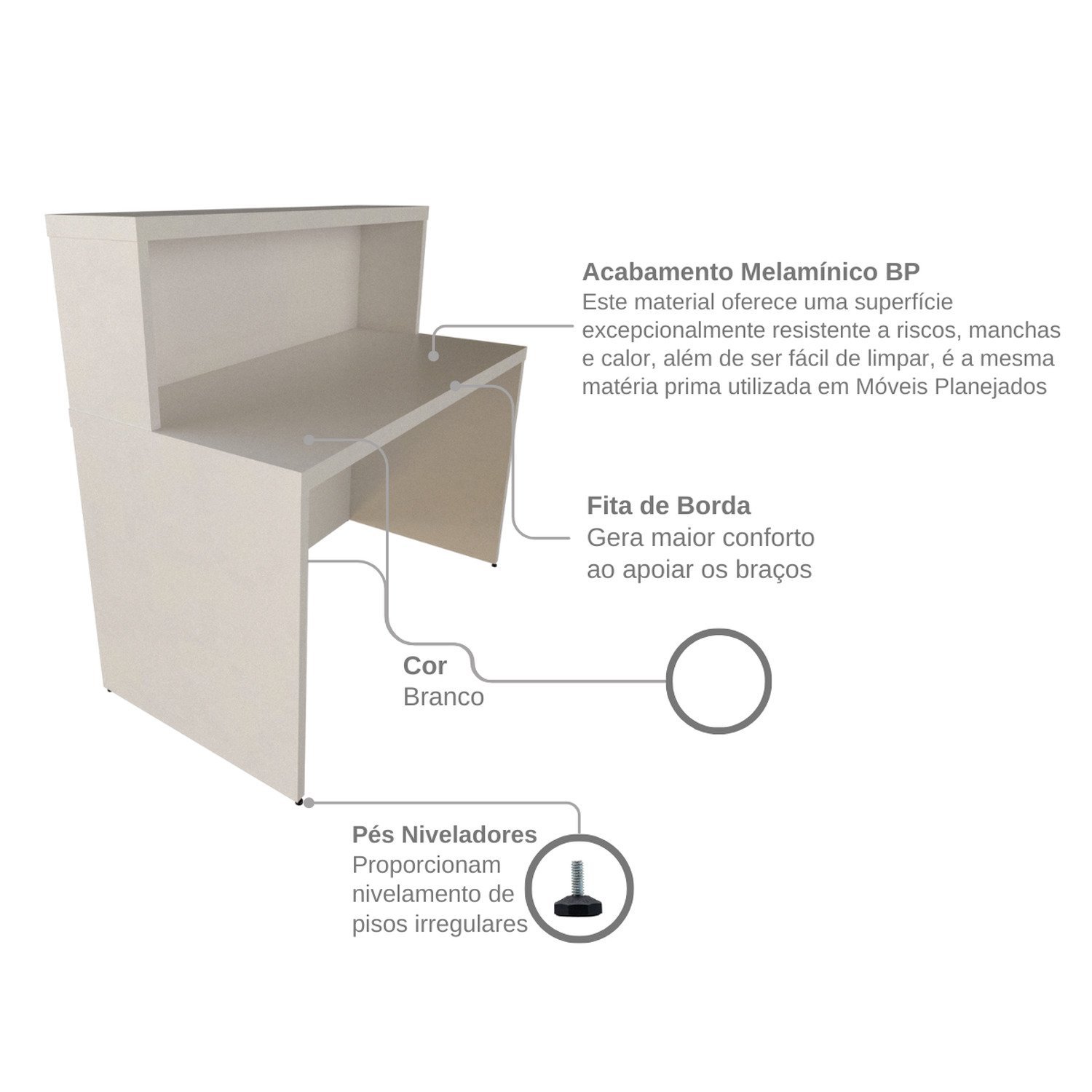 Balcão de Atendimento para Recepção - 120cm de Largura - 9