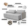 Sofá Cama Mônaco Cinza Claro Retrátil 184 Cm - 8