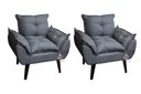 Ver imagem 1 de Kit 02 Poltrona/cadeira Decorativa Glamour com Pés Quadrado Grafite
