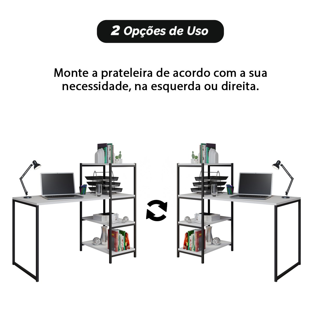 Escrivaninha Industrial Home Office Estrutura em Aço com Prateleiras - 7