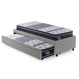 Bicama Box Solteiro 88x188 Courino Linho Cinza com Dois Colchões Gransleep Molas Verticoil Ecoflex - 10