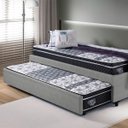 Ver imagem 3 de Bicama Box Solteiro 88x188 Courino Linho Cinza com Dois Colchões Gransleep Molas Verticoil Ecoflex