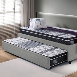Bicama Box Solteiro 88x188 Courino Linho Cinza com Dois Colchões Gransleep Molas Verticoil Ecoflex - 3
