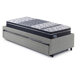 Bicama Box Solteiro 88x188 Courino Linho Cinza com Dois Colchões Gransleep Molas Verticoil Ecoflex - 4
