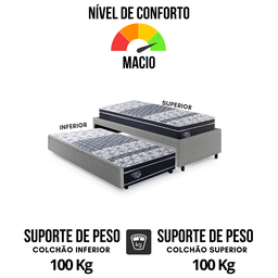 Bicama Box Solteiro 88x188 Courino Linho Cinza com Dois Colchões Gransleep Molas Verticoil Ecoflex - 7