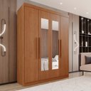 Ver imagem 1 de Guarda-Roupa 4 Portas 3 Gavetas com Espelho New Malibu Espresso Móveis Marrom/Cinamomo