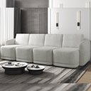 Ver imagem 1 de Sofá Cama Modulado Retrátil e Reclinável Decorativo Varsóvia 316cm Bouclê Cinza G33 - Gran Belo