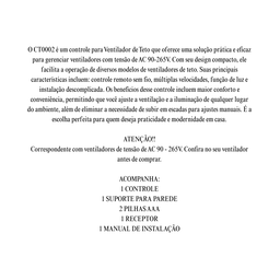 Controle Remoto para Ventilador de Teto Ct0002 - 6