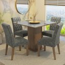 Ver imagem 1 de Conjunto Sala De Jantar Mesa Tampo Vidro 4 Cadeiras Madesa