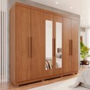 Ver imagem 1 de Guarda-Roupa Casal 6 Portas 4 Gavetas com Espelho com Pés New Malibu Espresso Móveis Marrom/Cinamomo