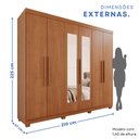 Ver imagem 4 de Guarda-Roupa Casal 6 Portas 4 Gavetas com Espelho com Pés New Malibu Espresso Móveis Marrom/Cinamomo