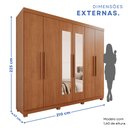 Ver imagem 4 de Guarda-Roupa Casal 6 Portas 4 Gavetas com Espelho com Pés New Malibu Espresso Móveis