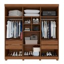 Ver imagem 2 de Guarda-Roupa Casal 6 Portas 4 Gavetas com Espelho com Pés New Malibu Espresso Móveis Off White/Cinamomo