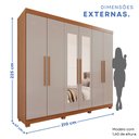 Ver imagem 4 de Guarda-Roupa Casal 6 Portas 4 Gavetas com Espelho com Pés New Malibu Espresso Móveis Off White/Cinamomo