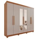 Ver imagem 3 de Guarda-Roupa Casal 6 Portas 4 Gavetas com Espelho com Pés New Malibu Espresso Móveis Off White/Cinamomo