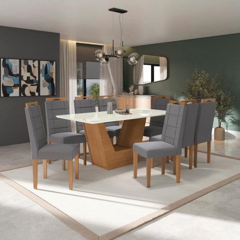 Conjunto Sala de Jantar Verbana Kappesberg 8 Cadeiras Veludo Titanio