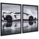 Ver imagem 1 de Kit 2 Quadros Decorativos Carro de Luxo Esportivo 24x18cm - com Vidro:moldura Preta