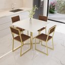 Ver imagem 5 de Conjunto Mesa de Jantar Quadrada Branca 4 Cadeiras Estofado Riviera Industrial Dourado Don Castro de