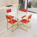 Ver imagem 3 de Conjunto Mesa de Jantar Quadrada Branca 4 Cadeiras Estofado Riviera Industrial Dourado Don Castro de