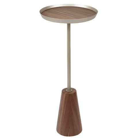 Mesa Apoio Nordic Alta Laminado Nogueira com Bandeja Champagne 58 Cm - 72630