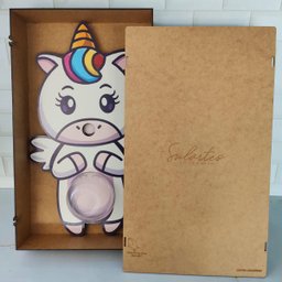 Cofrinho Infantil de Unicórnio Cofre para Moedas de Parede Criança Grande Madeira MDF - 2