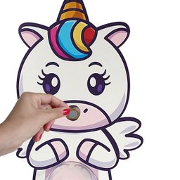 Cofrinho Infantil de Unicórnio Cofre para Moedas de Parede Criança Grande Madeira MDF - 3