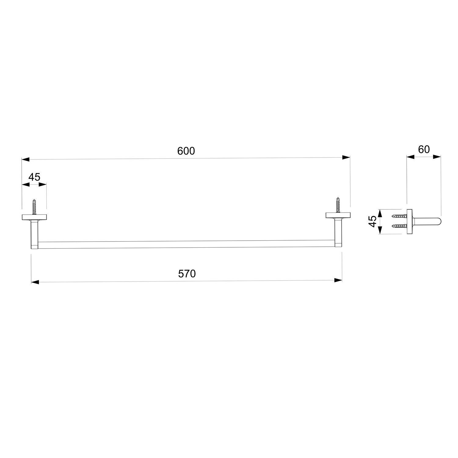 Toalheiro de Barra 600mm Up Design Moderno - 2