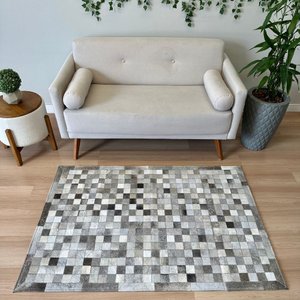Tapete de Couro Tons de Cinza 100x150 Placas 5cm Quadriculado
