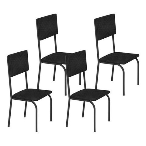 Kit 4 Cadeiras Ana Corino Tempest Preto Tubo Preto Fosco