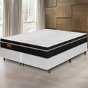 Ver imagem 1 de Cama Box Branca + Colchão Queen Size Bio Magnético Massageador e Ortopédico Espuma D33