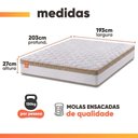Ver imagem 3 de Colchão King CBP Casal Molas Ensacadas Real 193x202x27cm Branco / Bege - Suporta até 130kg por Pesso