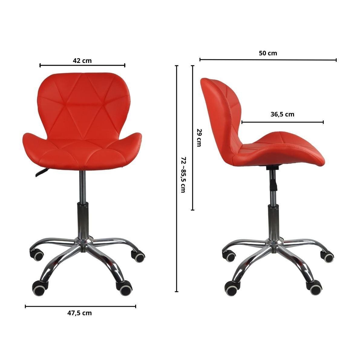 Kit 6 Cadeiras Office Eiffel Slim Ajustável Base Giratória - Vermelho - 8