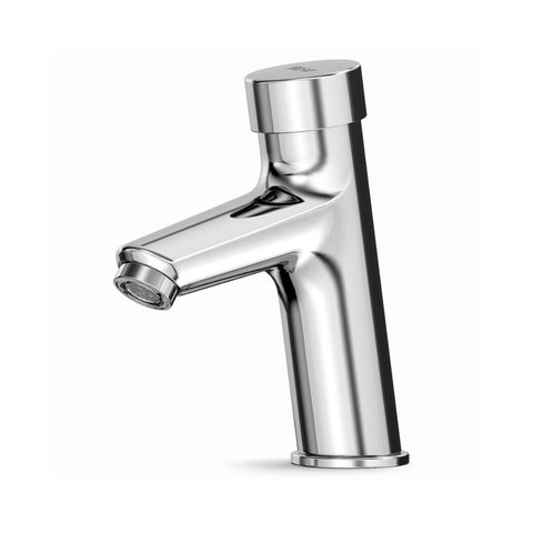 Torneira para Lavatório de Mesa Bica Baixa com Fechamento Automático Fluent Roca Cinza/Cromado