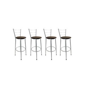 Kit 4 Banquetas Alta Prata Cozinha Gourmet Americana Balcão:marrom