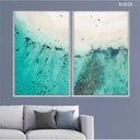 Ver imagem 2 de Kit 02 Quadros Decorativos - Praia Vista Superior Abstrata Flnt058 - Vidro com Impressão Uv-60x80cm