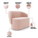 Ver imagem 3 de Sofá 2 Lugares Namoradeira Orgânica para Sala Malu Veludo Rosê M11 - D’Rossi