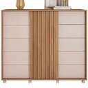 Ver imagem 2 de Cômoda Pegasus 2 Portas 5 Gavetas Ripado Buriti/off White - Caemmun