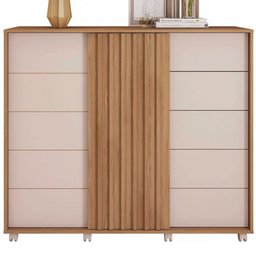 Cômoda Pegasus 2 Portas 5 Gavetas Ripado Buriti/off White - Caemmun - 2 Cômoda Pegasus 2 Portas 5 Gavetas Ripado Buriti/off White - Caemmun - 2