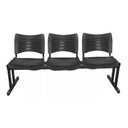 Ver imagem 2 de Kit 07 Cadeiras Longarinas Plásticas 03 Lugares – Cor Preta – 23023