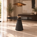 Ver imagem 2 de Mesa Jantar Oval 160x90cm - Mármore São Gabriel - Base Ébano