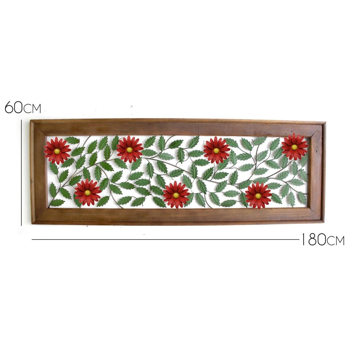 Painel de 1,80m Moderno com Flores Vermelhas Artesanal Minas Gerais Libertas Rosas Artesanato - 2