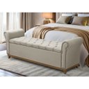 Ver imagem 1 de Baú para Quarto Cama Box Queen Size Grécia Madeira Estofado:bege