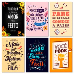 Kit 6 Placas Decorativas Frases Amor Você Pode 20x30 cm Mdf - 1